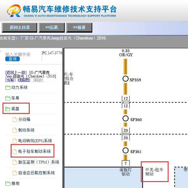 2016年吉普自由光电子手刹开关电路图