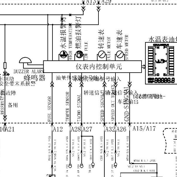 2013年长安星光4500 仪表车身信号电路图