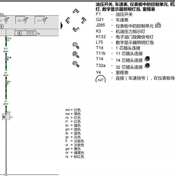 2009年大众POLO机油报警电路图