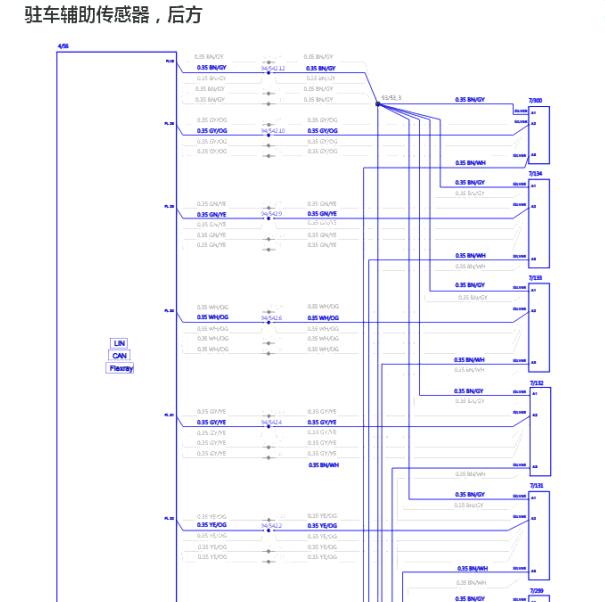 2019年沃尔沃S90 倒车雷达电路图