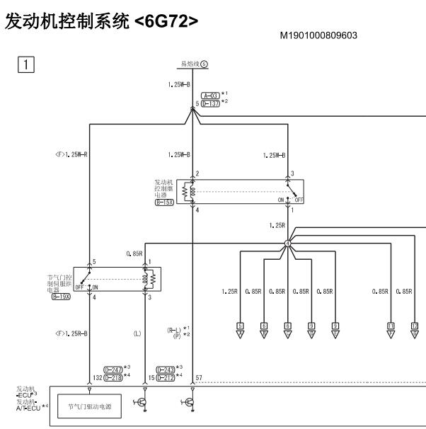 2012年三菱 帕杰罗6G72发动机电路图