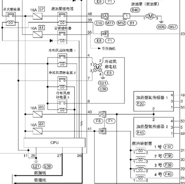 2013年日产骊威发动机冷却风扇电路图