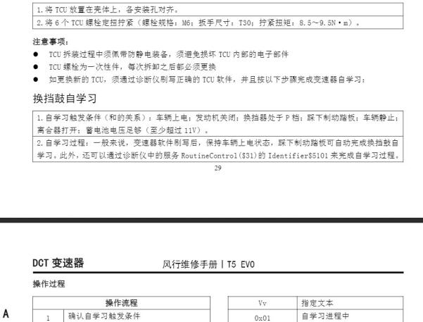2021年东风风行T5 EVO变速箱维修手册和电路图