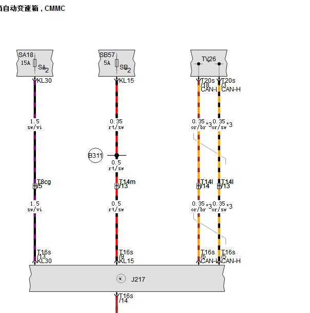 2014年宾利飞驰变速箱电路图