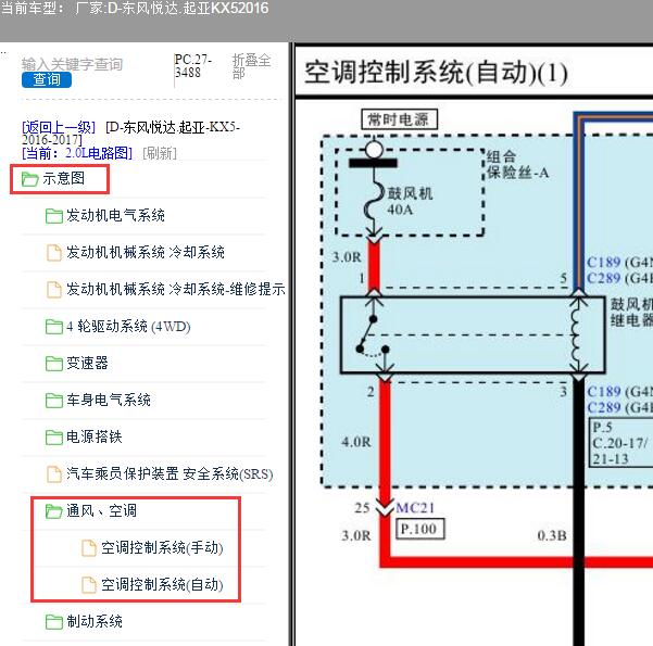 2016年起亚KX5空调电路图