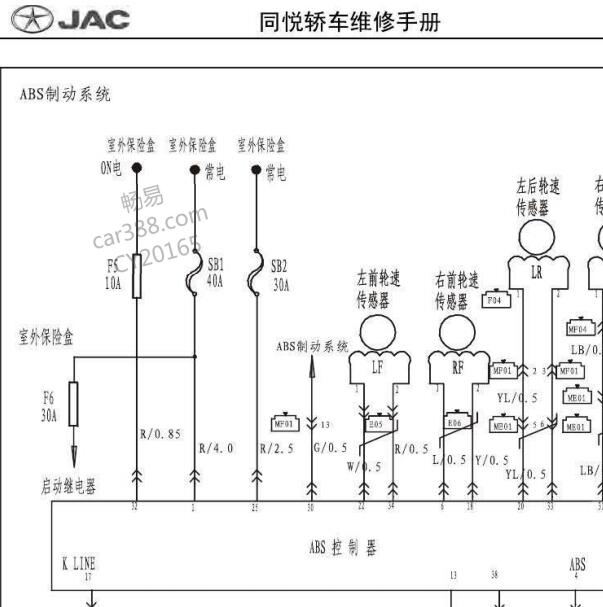2010年江淮同悦仪表及ABS电路图