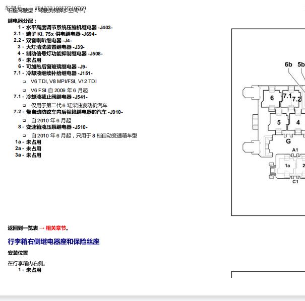 2013年奥迪Q7悬架继电器位置