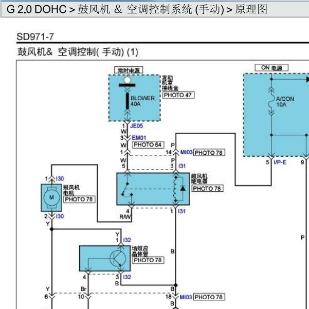 2007年起亚狮跑手动空调电路图