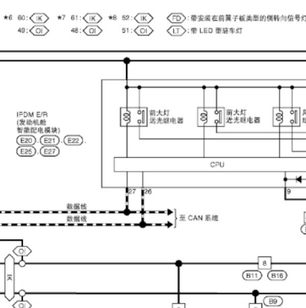 2012年日产轩逸大灯电路图