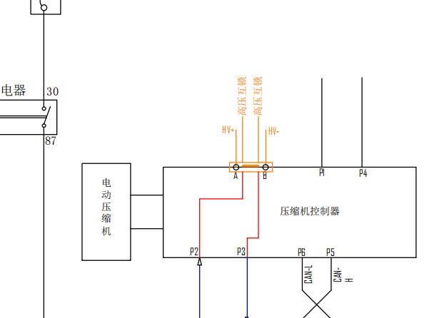 2017年奇瑞小蚂蚁EQ1空调压缩机电路图