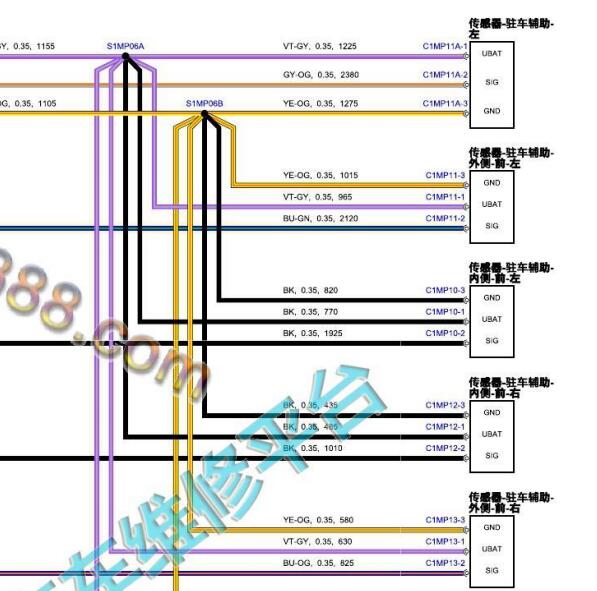 2017-2019年路虎发现神行前雷达电路图