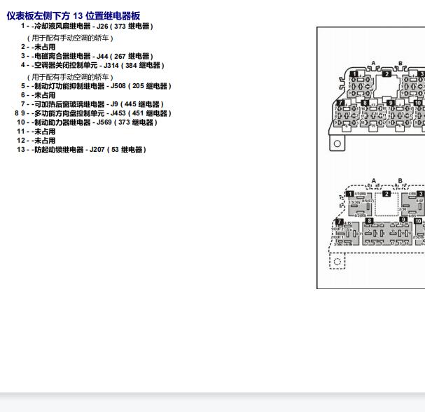 2011年大众帕萨特空调继电器位置