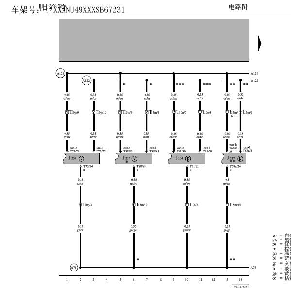 2005年大众帕萨特领驭网络通讯电路图