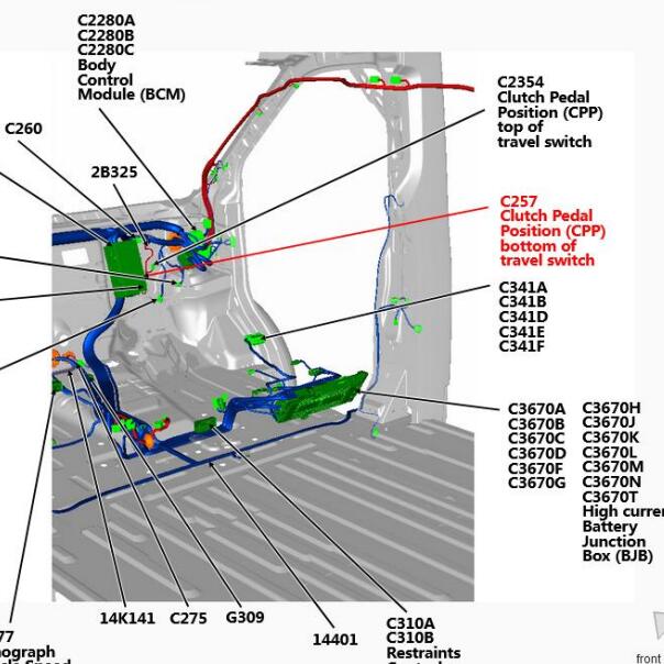 2014年福特TOURNEO CUSTOM 旅行家离合器开关位置