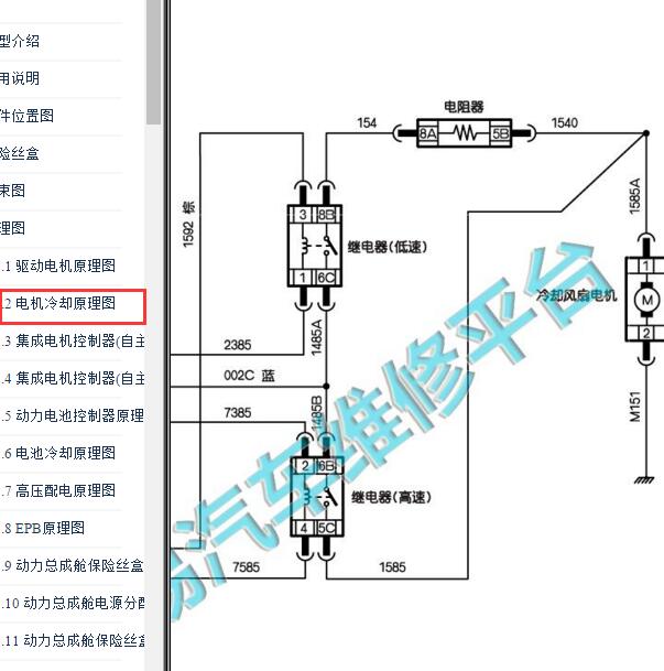 2019-2021年东风风神 E70 水箱风扇电路图