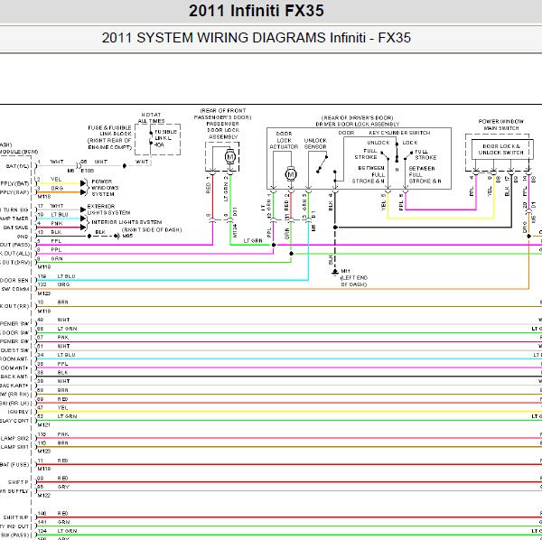 2011年英菲尼迪FX35中控门锁电路图