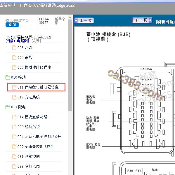 2022年长安福特-锐界(Edge)保险丝资料