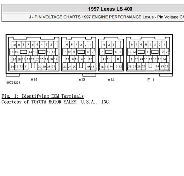 1997年雷克萨斯LS400发动机针脚图