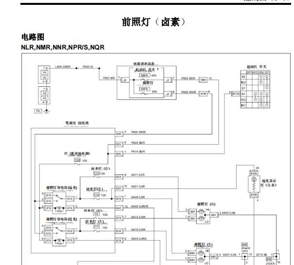 庆铃皮卡灯光电路图