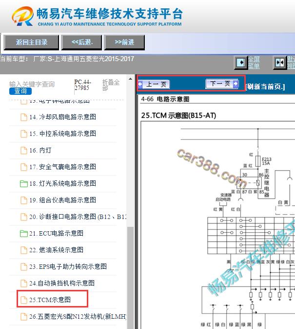2015-2017年五菱宏光自动变速箱电路图