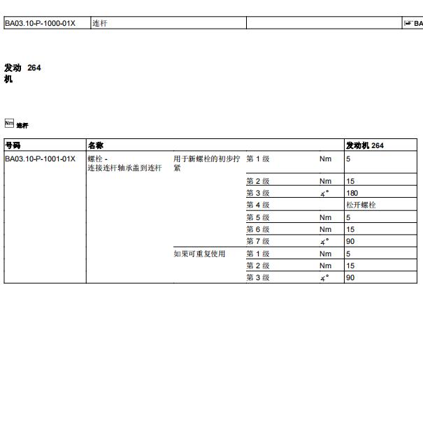 2019年奔驰E300L发动机大瓦小瓦螺丝扭矩