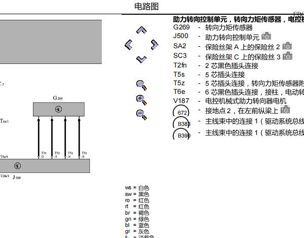2007年大众迈腾转向系统针脚和电路图