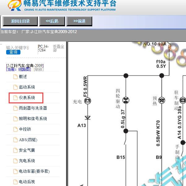 2010年江铃宝典仪表电路图