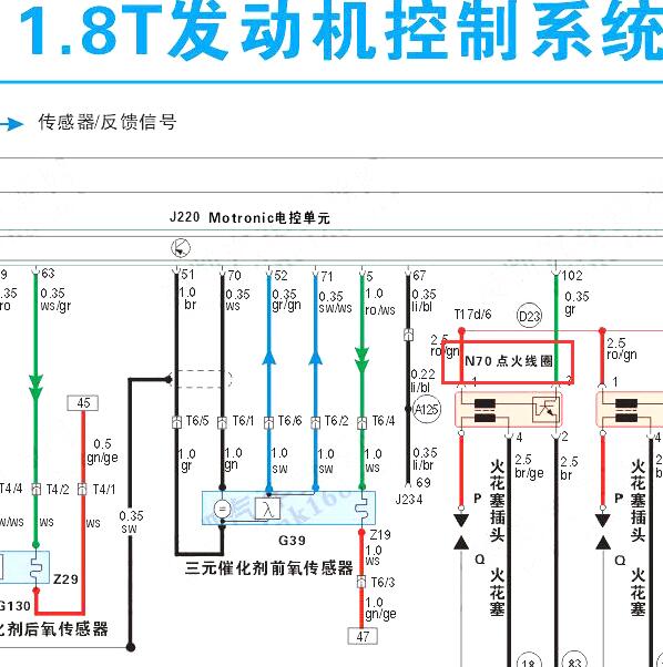 2003年奥迪A4 1.8发动机点火线圈电路图