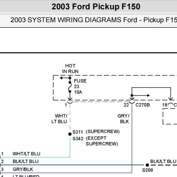 2003年福特F150仪表电路图