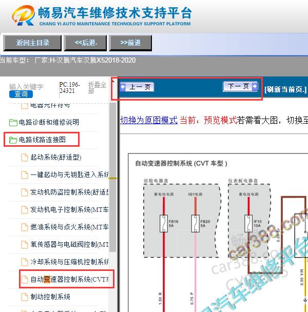 2018-2020年汉腾X5 CVT变速箱电路图