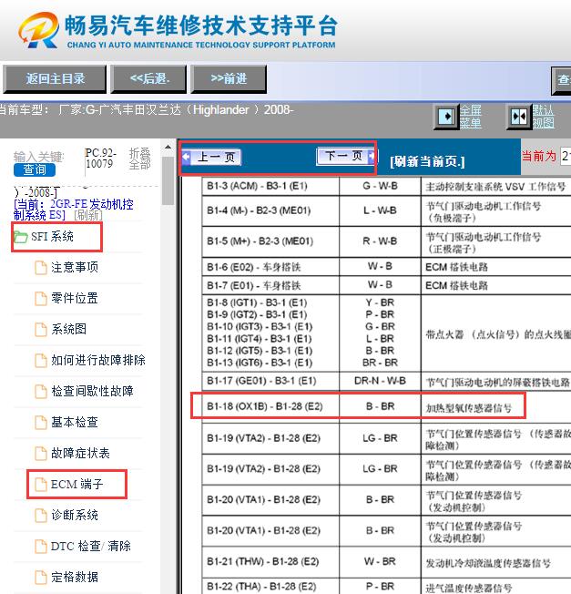 2008年丰田汉兰达发动机氧传感器资料