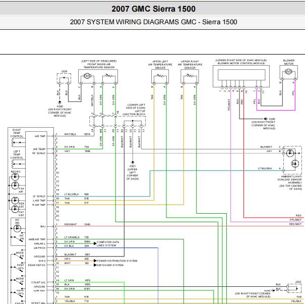 2007年GMC SIERRA空调电路图