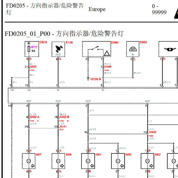 2009年法拉利F430转向灯电路图