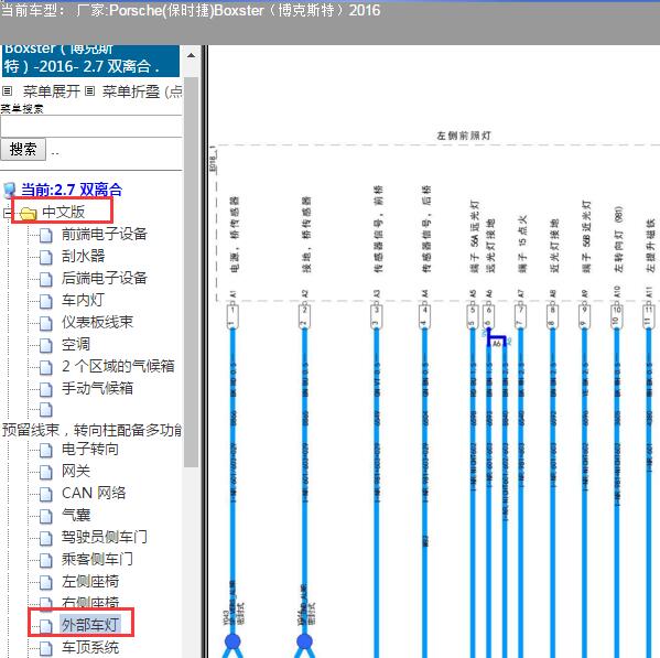 2016年保时捷718博克斯特大灯电路图及位置