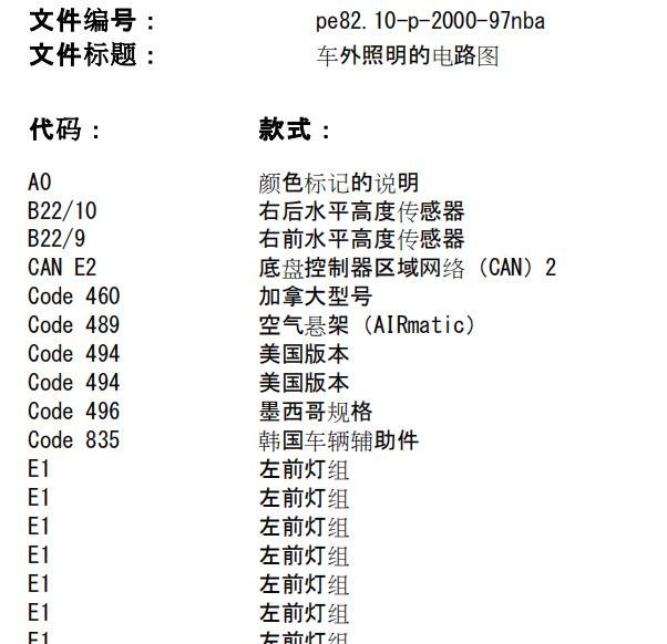 2016年奔驰GLS450灯光电路图