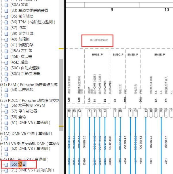 2012年保时捷卡宴高压蓄电池电路图