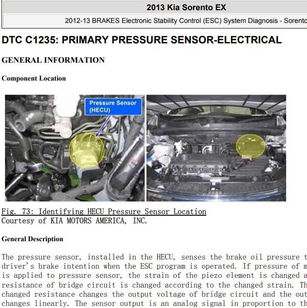 2013年起亚索兰托C1235故障码资料