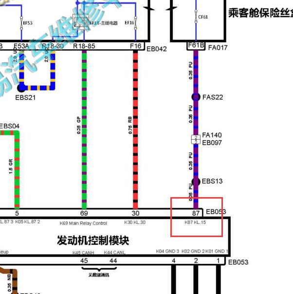 2016-2018年荣威I6 1.5发动机 K87电路图