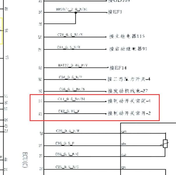 2017-2018年长安逸动混动 制动开关电路图
