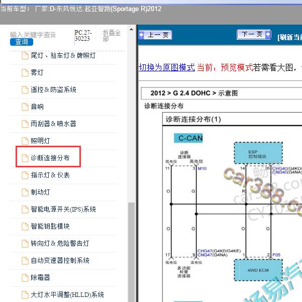 2012年东风悦达.起亚-智跑(Sportage R) 诊断系统电路图