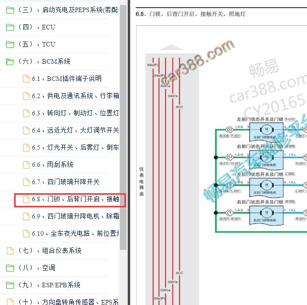 2021-2022年奇瑞艾瑞泽5门锁电路图