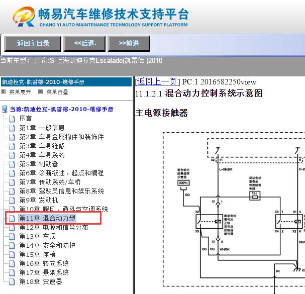 2010年凯迪拉克凯雷德混动系统电路图