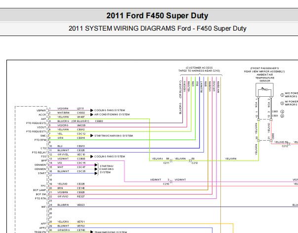 2011年福特F-450发动机电路图