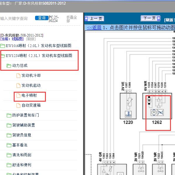 2011-2012年东风标致-508节气门电路图