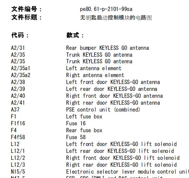 2003年奔驰S350L 点火锁头电路图