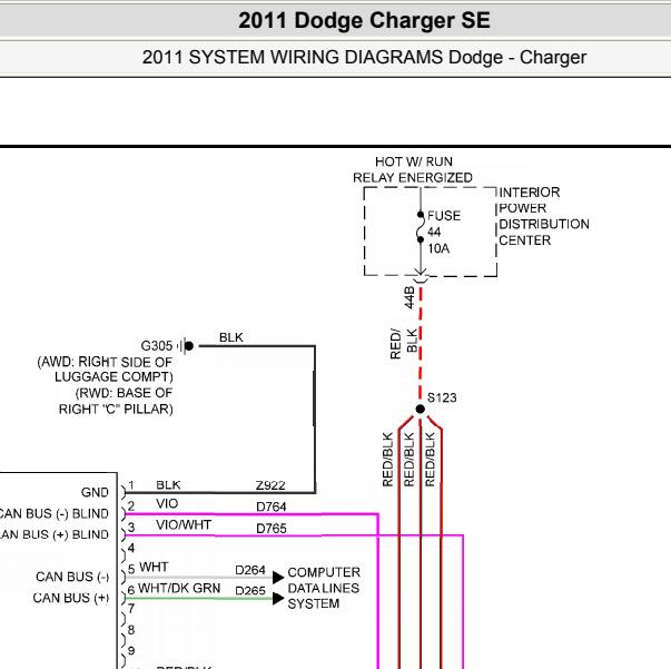 2011-2014年Dodge Charger 倒车摄像头线路图
