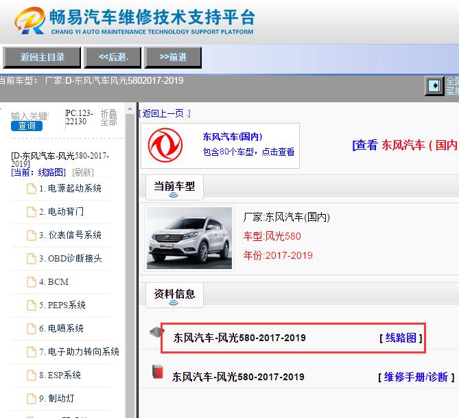 2019年东风风光580全车电路图