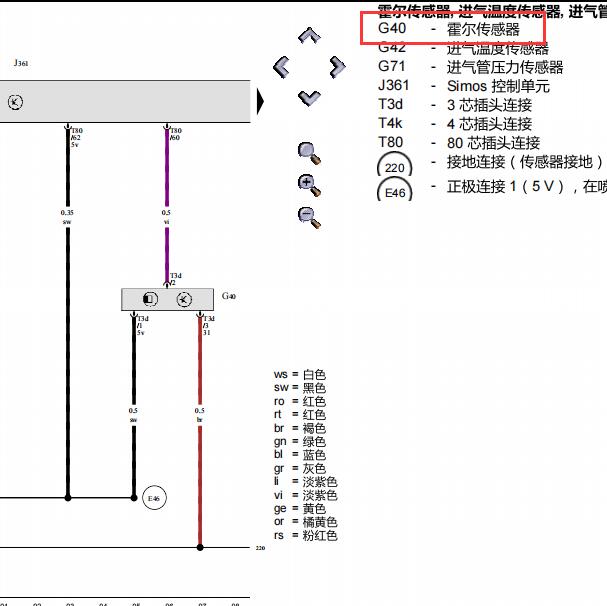 2011年大众宝来BWH发动机凸轮轴传感器电路图
