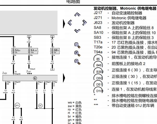 2011年奥迪A6 BDW发动机针脚资料