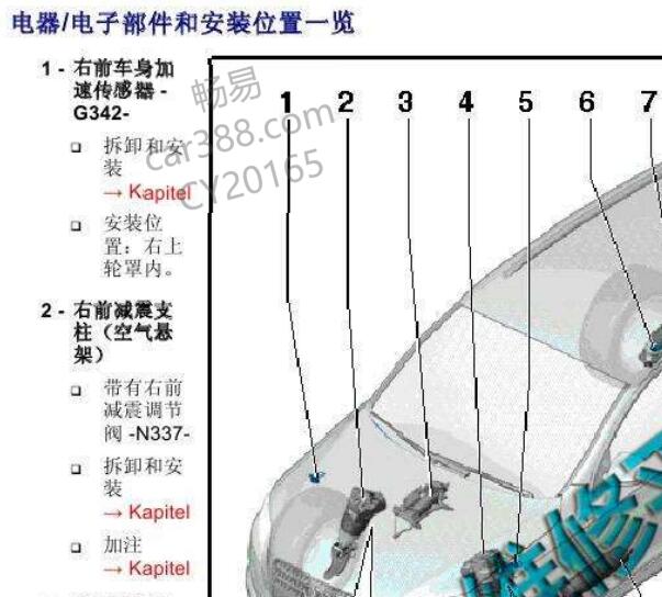 10年奥迪Q7底盘悬挂高度模块位置